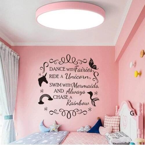 Large Cartoon Little mermaid Unicorn Birthday Dance Wall Sticker Girl Room Kids Room Zoo Animal Quote Wall Decal Bedroom Vinyl