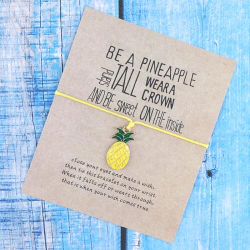 Make A Wish Pineapple Charm Be A Pineapple Wish Bracelet Fruit Handmade Rope Bracelet for Women Men Friendship Summer Jewelry