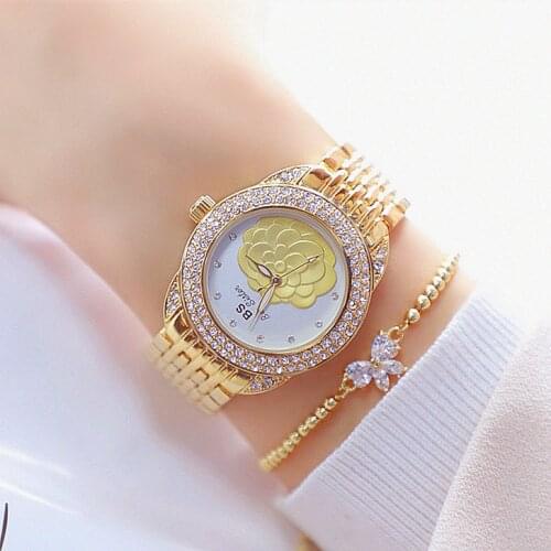 BS New Full Diamond Womens Watch Crystal Ladies Bracelet Wrist Watches Clock relojes Quartz ladies watches for women127535