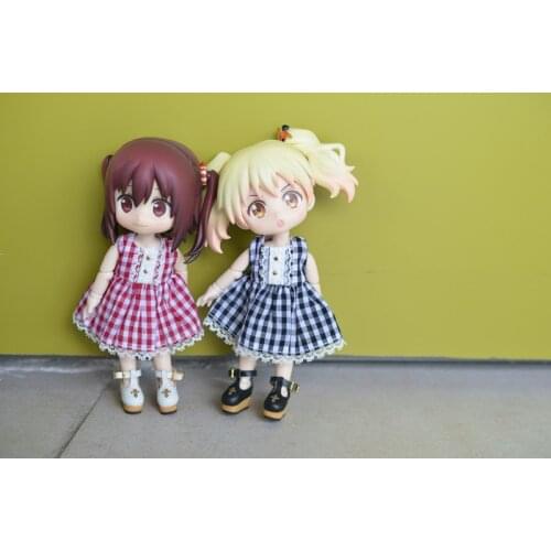 Childrens hand toys 1 / 12 ob11 doll suger BJD / SD doll accessories ob11 Hand made doll accessories for Plaid vest skirt