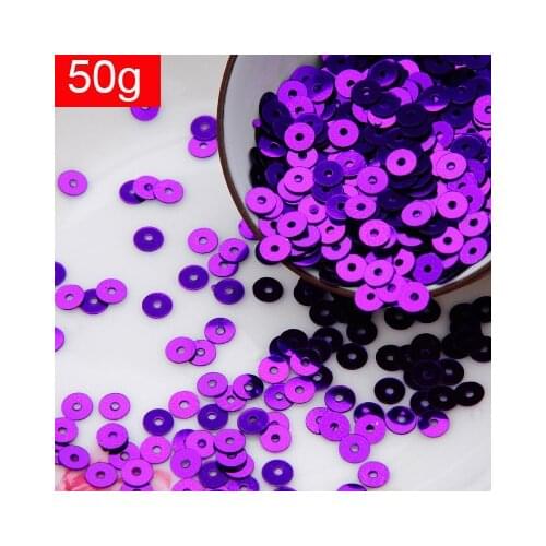 LNHOME-50g(10000pcs) 4mm Flat Round Loose Sequins Paillettes Sewing Wedding Craft Good Quality 5# Violet Purple Confetti