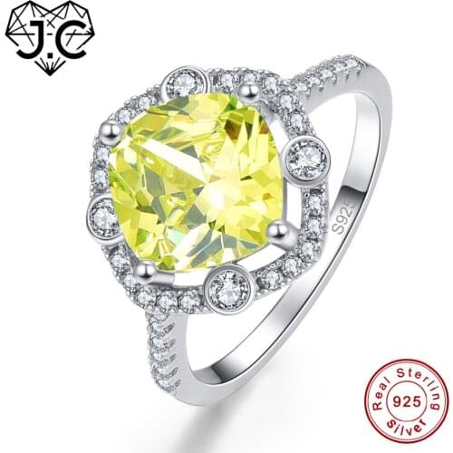 J.C 2017 New Fashion Princess Cut Green Amethyst White Topaz 925 Sterling Silver Ring Size 6 7 8 9 For Women Party Fine Jewelry