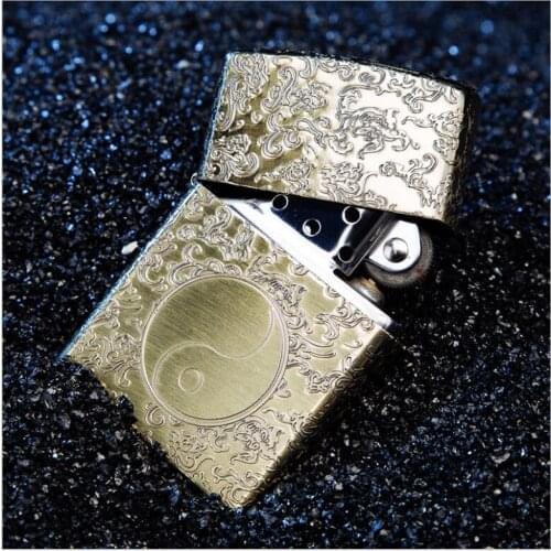Zorro Kerosene Lighter Five Sides Fine Carving Sncient Bronze Series Pure copper Silver Smoking Tool Business Gift