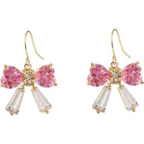 LANFLORA Trendy Bowknot Zircon Women Earrings For Birthday Gift Copper Alloy Cheap Factory Shop Earrings Wholesale Price