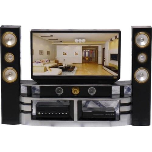 Hot Kid Miniature Dollhouse Furniture Accessories TV Theatre Set Outfit for Barbie Doll Decor Dollhouse Appliance Set ids Toy