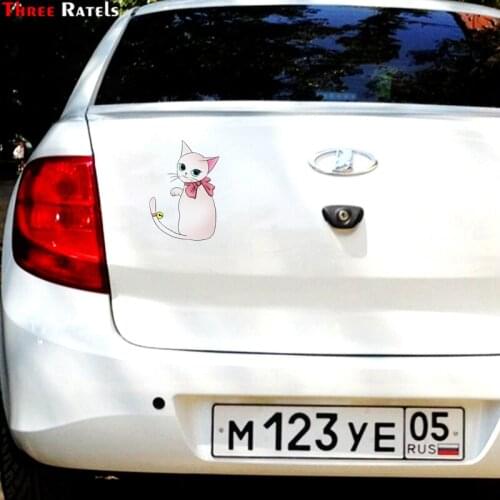 Three Ratels C397 Animal stickers wall stickers for girls Pink cat for Car laptop decal iphone wall stickers for bathroom