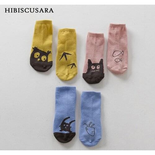 New Kids Socks Cute Cartoon Owl Kitten Asymmetric Socks Newborn Infant Toddler Baby Pairs Colors Socks Anti Slip Socks