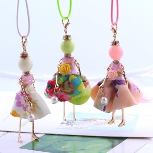2016 New Fashion Lovely Imitation Pearls Sweet Girls' Doll Pendant Long Necklace Trendy Jewelry Accessories For Women Child