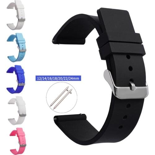 12 14 16mm 18mm 20mm 22mm 24mm Quick Release Silicone Sport Band Strap Watchband Bracelet for Samsung S2 S3 Huami Huawei Watch