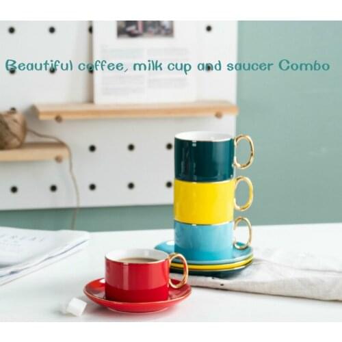 Northern Europe Ceramics Coffee Cup Saucers Restaurant Hotel Afternoon Tea Cappuccino Latte 1 coffee cup + 1 dish Free spoon