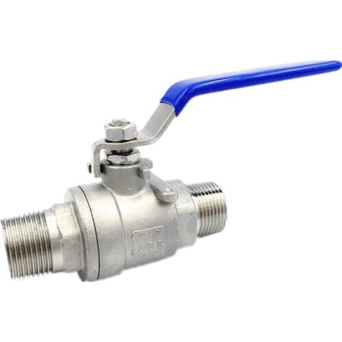 1PCS 304 Stainless steel ball valve 1/4'' 3/8'' 1/2'' 3/4'' Male Thread Valve Connector Joint Pipe Fitting Coupler Adapter