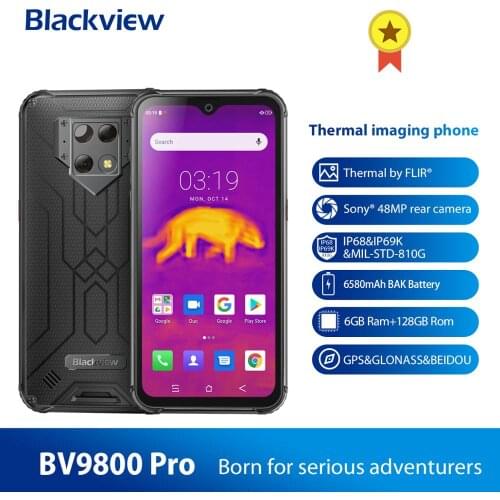 Blackview BV9800 Pro Global First Thermal imaging Smartphone Helio P70 Android 9.0 6GB+128GB Waterproof 6580mAh Mobile Phone