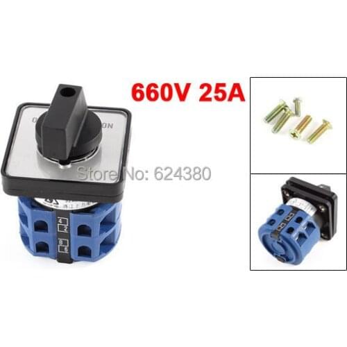 SZW26-25/B202.2 660V 25A ON-OFF-ON 3 Three Position Universal Rotary Cam Changeover Combination Switch Panel Mount 8 Screw