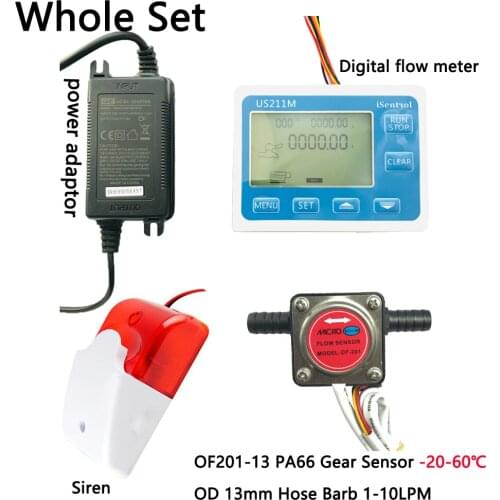 US211MA Pipe Oil Suspend Alarming System PA66 Gear Flow Sensor OF-201 13mm for Lubricant Milk Turbine Flowmeter BSPP iSentrol