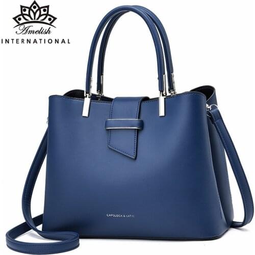 AMELISH Vintage Top-handle Women Bag Luxury Brand Designer Shoulder Leather Handbag Female Shopping Business Office Ladies Totes