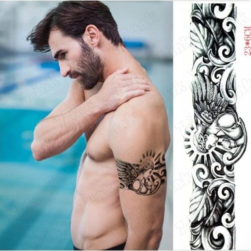 Waterproof Temporary Tattoo Sticker angel wings wave totem God Emperor Fake Tatoo Flash Waist Arm Foot Tatto for Girl Women Men