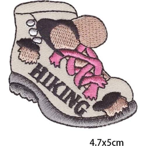 Hiking Shoe Embroidered Patches For Clothing Iron On Patches On Clothes Stripes Outdoor Hiking Patch Ironing Badges Jacket Decor