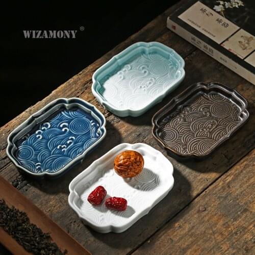 WIZAMONY creative ceramic small ceramic dessert plate vegetable household refreshment plate fruit plate tea ceremony accessories