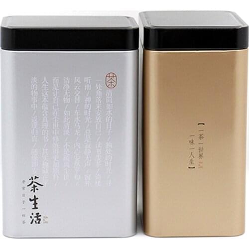 Xin Jia Yi Tea Packaging 2019 The Best Quality Rectangular Postcards Tinplate Golden Gift Preference Lid Tea Tin Boxes