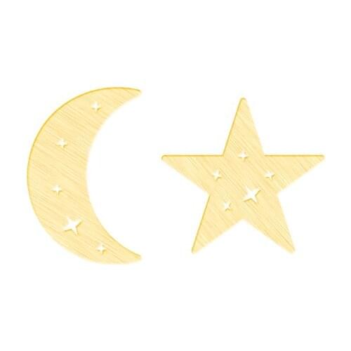 Dainty Earrings For Women Moon & Star Stud Earings Fashion Jewelry Stainless Steel Accessories Bridesmaid Gifts Rose Gold Brinco