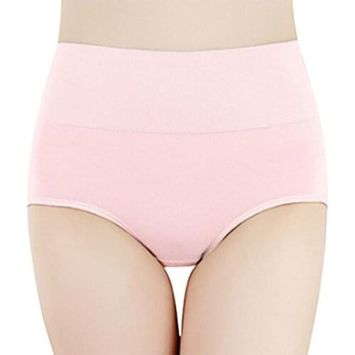 Women Panties Briefs Solid Color High Waist Hip Lift Full Coverage Stretchy Tummy Control Underpants Underwear