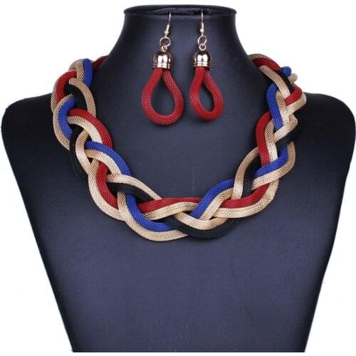 New Arrival European USA Fashion Exaggerated Crude Preparation Of Metal Chain Necklace Earrings Retro Big Sets Of Women A1313