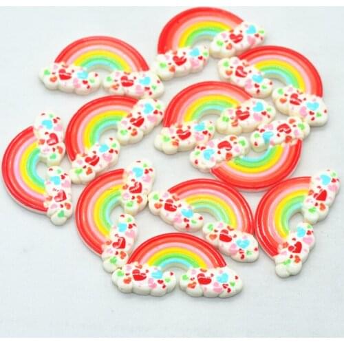 10PCS 21mmX39mm Resin flatback Rainbow Cabochons|Resin Flatback Scrapbooking Miniatures|DIY Crafting Accessories|Hair Bow Center