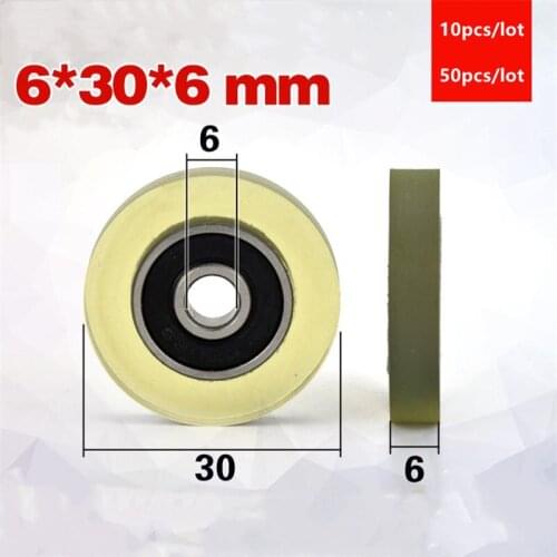 10pcs/50pcs 6*30*6mm polyurethane PU 626 626RS drawer showcase low noise roller bearing friction pulley 6x30x6