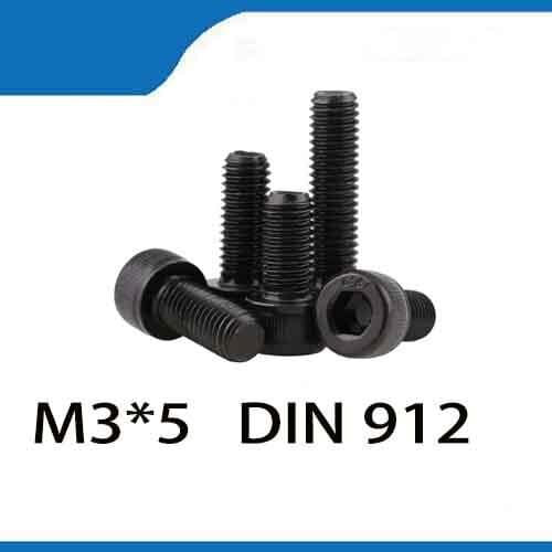 100pcs/Set M3*5mm Stainless-Steel-Tapping-Screws Black Carbon Steel Allen Bolt Hex Socket Head Cap Screws M3 Screw Fasteners