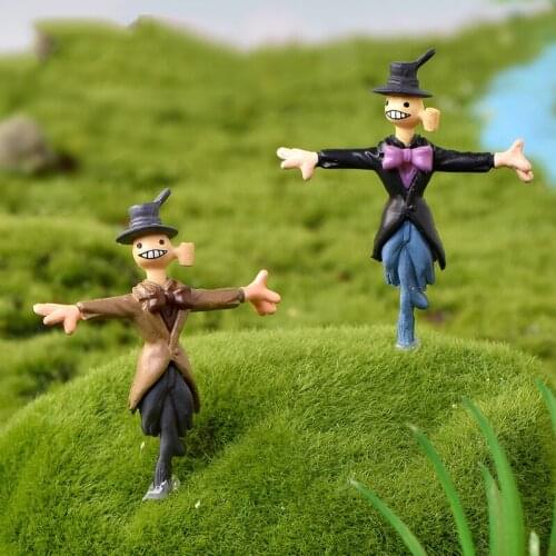 5pcs/lot Cute Scarecrow Fairy Garden Miniatures Micro Landscape Gnomes Decoration DIY Terrarium Figure Ornaments Plastic Craft