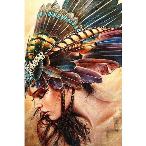 5D Diy Diamond Painting Woman Feathers Cross Stitch Kits Full Drill Square Round Rhinestones Embroidery Mosaic Crafts Decor Gift