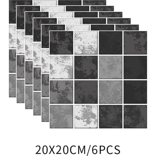 6pcs Mosaic Tile Wall Stickers 20cm*20cm*6pcs For Kitchen Bathroom 20*20cm PVC Waterproof In Stock Drop Shipping