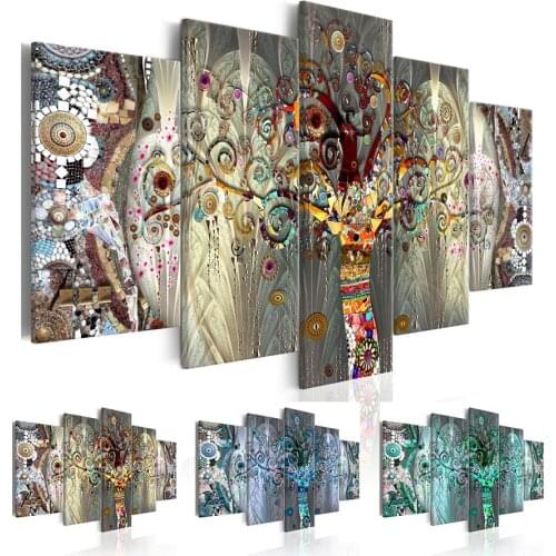 2019 Abstract Tree Art Design Canvas Print Modern Home Decoration, Choose Color:Red,Green,Blue & Size:3( No Frame )