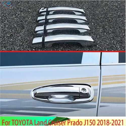 For TOYOTA Land Cruiser Prado J150 2018 2019 ABS Chrome Door Handle Cover Without Smart Key Hole Catch Cap Trim