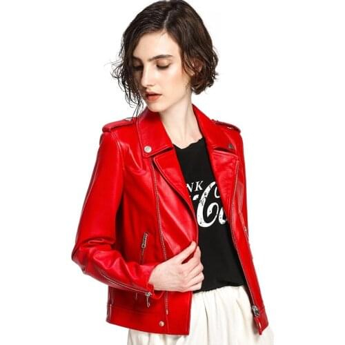 Women Plus Size Sheepskin Genuine Leather Jackets Autumn Slim Motorcycle Biker Jacket Ladies Real Leather Coats Chaqueta Mujer