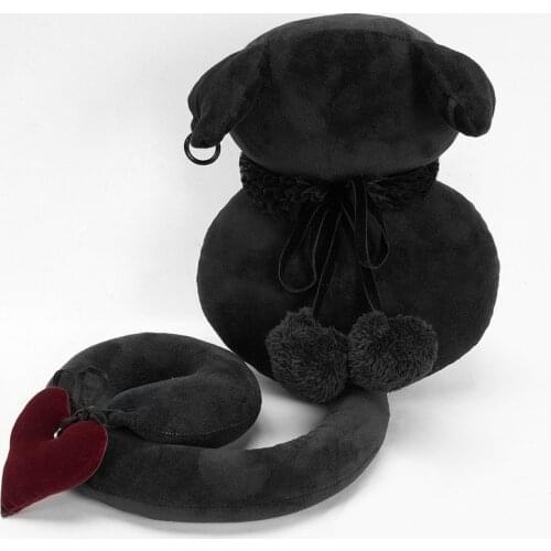 PUNKRAVE Girl Gothic Faceless Black Cat Toy Fashion Detachable Hearts or Ear Plush Cute Cat Pillow Doll