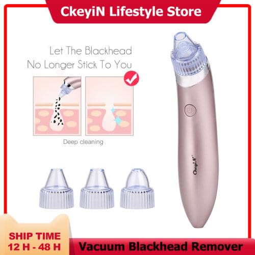 CkeyiN Women Cordless Blackhead Remover Pore Vacuum Facial Pore Cleanser Electric Acne Extractor Kit with 4 Suction Heads