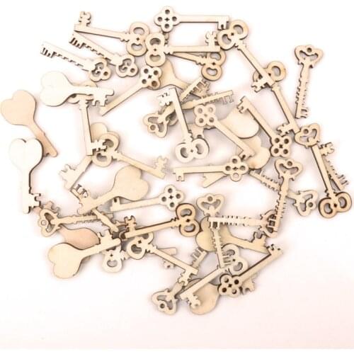 Handmade Wooden Crafts Accessories Home Decoration Scrapbooks Children Paintng DIY Mix Cute Key Wood Ornaments 40mm 20pcs