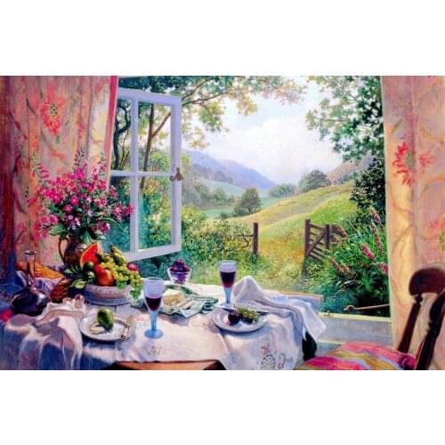 Scenery outside the window The wooden puzzle 1000 pieces ersion wood jigsaw puzzle white card adult childrens educational toys