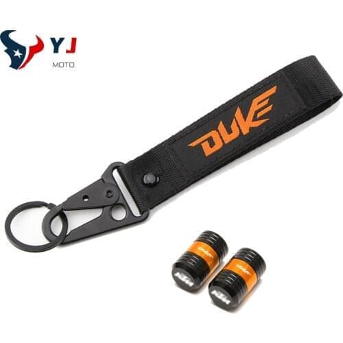 For KTM Duke 125 200 250 390 690 New Motorcycle Accessories CNC Tyre Valve Air Port Cover Stem Cap Embroidery Key Chain Keychain