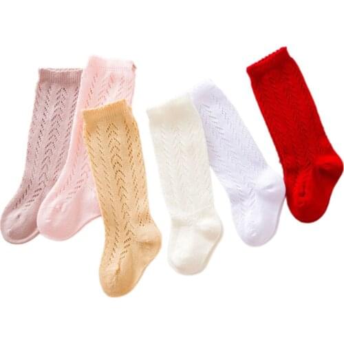 Baby Infant Toddler Girls Boys Solid Socks Children Kid Knee High Leg Warmer Mesh Breathable Non-slip Soft Socks 0-3Y