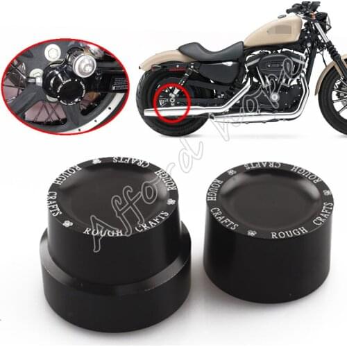 Rough Crafts Black 1pair Aluminum Rear Axle Nut Covers Bolt Kit Fits For Harley Sportster XL883 XL1200 Dyna Touring V-Rod