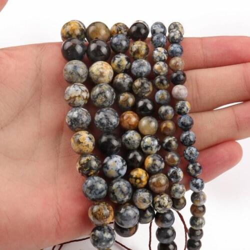 6 8 10 mm 15 Inches Natural Stone Blue Ocean Jaspers Beads Round Loose Beads For Jewelry Making components DIY Bracelet Necklace