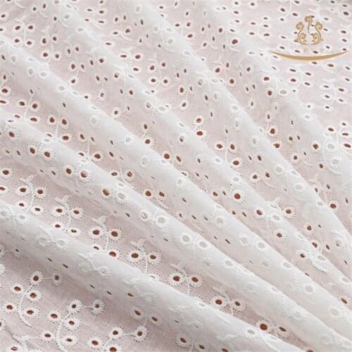 Pure Cotton Leaf Eyelet Floral Lace Fabric Embroidered French Fabric For DIY Costume Bridal Boho Summer Dress Prairie Curtain