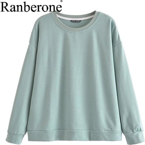 Ranberone Summer Women Tracksuits Oversized Hoodies Sweatshirt Pants Leisure High Waist Candy Color Clothing Tracksuits Women