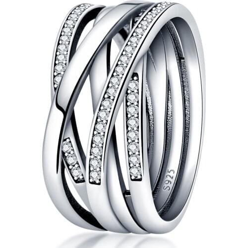 Hot Sale 925 Sterling Silver Rings For Women Brilliant Polished Line Ring Making Jewelry Gift Party Engagement CMR043