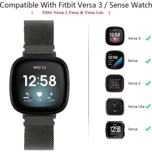 Magnetic LoopStrap for Fitbit versa 3/versa 2/lite Smart Watch Band Replacement Stainless Steel belt for Fitbit Sense wirstband