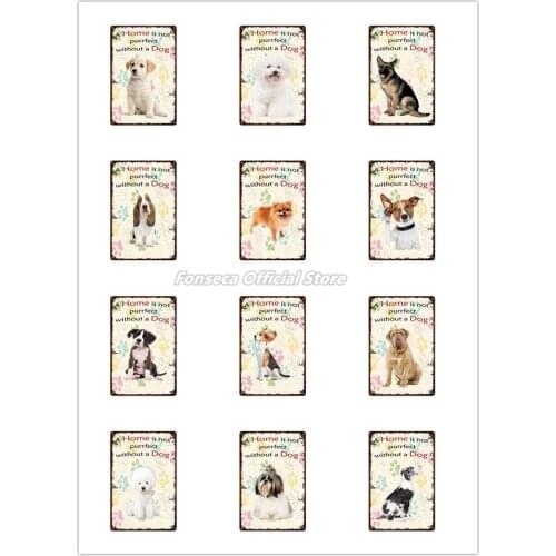 VintageDogs Metal Poster Metal Tin Sign Plaque Metal Vintage Home Man Cave Decor Decorative Iron Plate Wall Decor