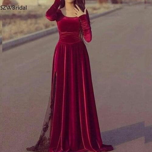 New Arrival Velvet Long sleeve evening dresses 2021 Ever pretty Arabic muslim evening dress Suknia wieczorowa Abendkleid