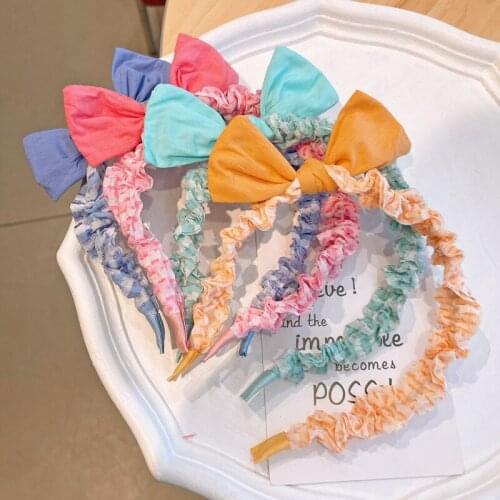 Girl Sweets Bows Fabric Hair Hoop Candy Color Scrunchies Band Ties Kawaii Cute Accessories For Kids Headwear Headband Scrunchy